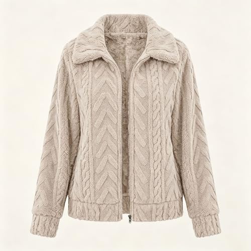 Winter Fleece Jacket For Women 2026 Zipper Sherpa Fuzzy Coat With Pockets - image 6
