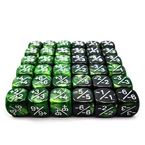 36pcs 12mm Positive and Negative Dice Counters Marble Green+Gemini Green&Black Set, Small Token Dice Compatible with MTG, CCG - Image 4