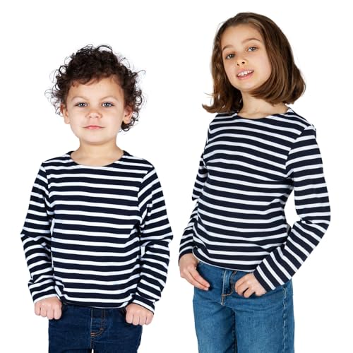 Breizh Ocean - Marinière Coton Bio - de 1 à 14 Ans - Création Française GUER Enfant - Tee Shirt Enfant Garcon ou Fille Manches Longues - Vetement Bebe...