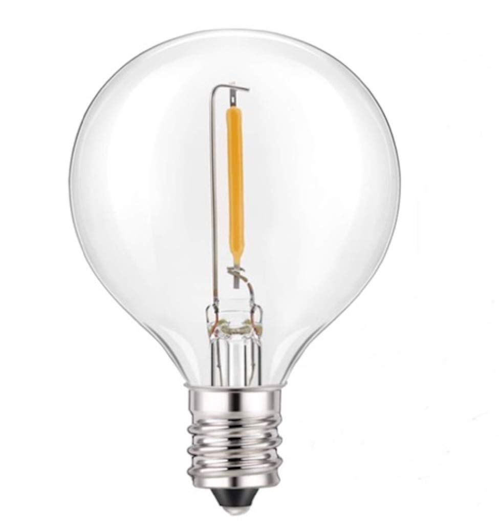 25 Pack G40 LED Replacement Bulbs E12 Screw Base Shatterproof Globe Light Bulbs for Patio String Lights 5 Watt Equivalent 2700k Warm White LED Filament Bulb Bubble Bulb