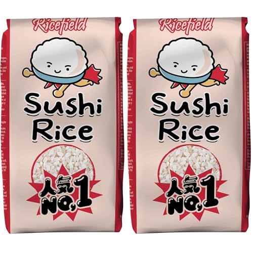 RICEFIELD Sushi Reis, Rundkorn, Japonica - 1 x 1 kg (Packung mit 2)