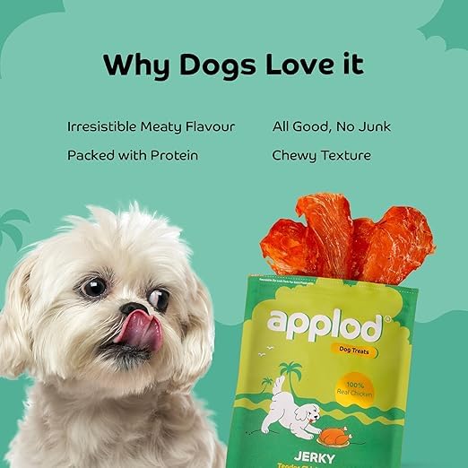 Image of Tender Chicken Jerky Breast Dog Treats for Adult Dogs | Made with Real Chicken Breast | High-Protein Low-Fat Grain-Free Reward Snacks | Pack of 3 | 50g x 3
