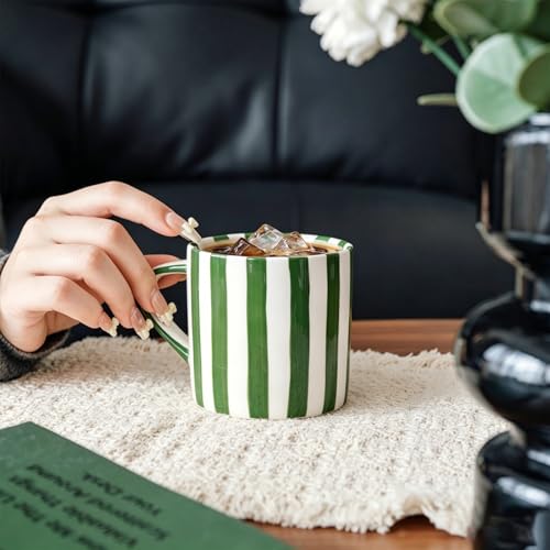 Taza de cerámica para café de 8 oz con diseño a rayas miniatura 5