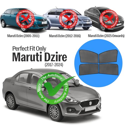 Image of AutoStory Custom Fit Non-Magnetic Cotton Mesh Car Sunshade for Swift Dzire 2017-2024 | UV & Heat Protection Car Window Curtains | Privacy Car Sun Shade | Breathable Vehicle Specific Side Window Shades