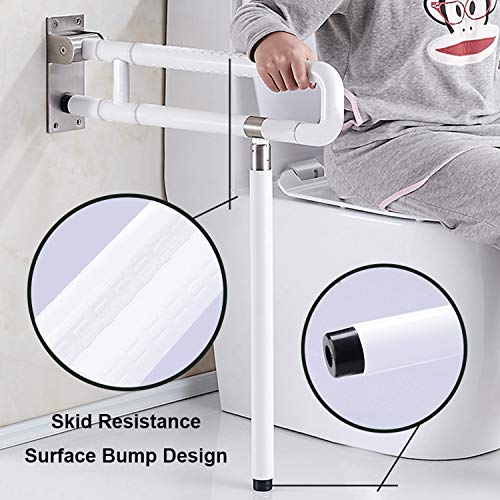 Foldable Toilet Grab Bar 304 Stainless Steel Shower Handrails Anti Slip Bathroom Seat Support Bar Flip-Up Bathtub Grab Arm Bar Hand Grips For Disabled Elderly Handicap Pregnant(White) #TOP6