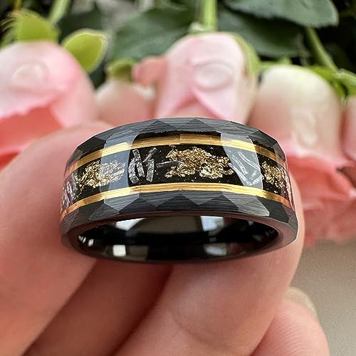 Alliance en tungstène martelé 8mm bague mariage pour le quotidien - 3
