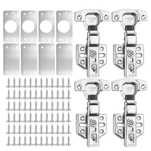 12 Bisagras de Reparación que Incluyen 4 Bisagra y 8 Placa Reparación Bisagra son Adecuadas para Reparar Bisagras Puertas Cocina Bisagras Armario y Otras Cosas