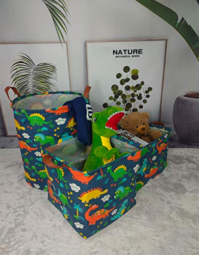 Asketam Square Canvas Collapsible Fabric Baby Toy Box Storage Bin Bedroom Decor Closet Kids Laundry Baskets Toy Organizer,Shelf Basket Nursery Storage,Gift Baskets (Color Dinosaur) #TOP3