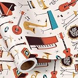 RUSPEPA Music Wrapping Paper Roll for Boys Girls, Mini Roll, Vintage Jazz Instruments Design Gift Wrap for Music Lovers, Birthday, Graduation, Teacher Gifts, 17 Inches x 16.4 Feet