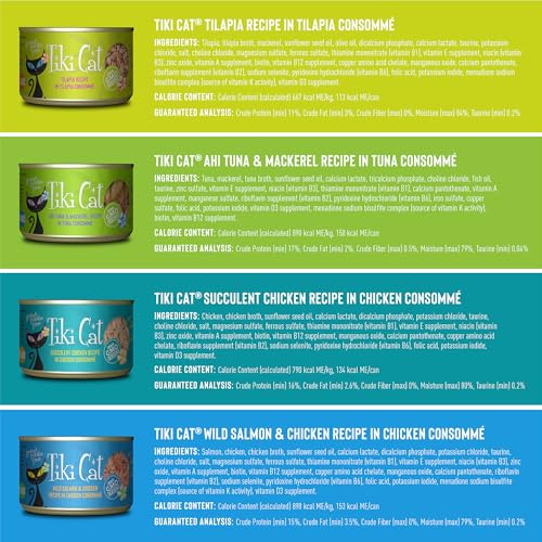 Image of Tiki Cat Luau Wet Cat Food, Variety Pack, 6 oz. Cans (8 Count)
