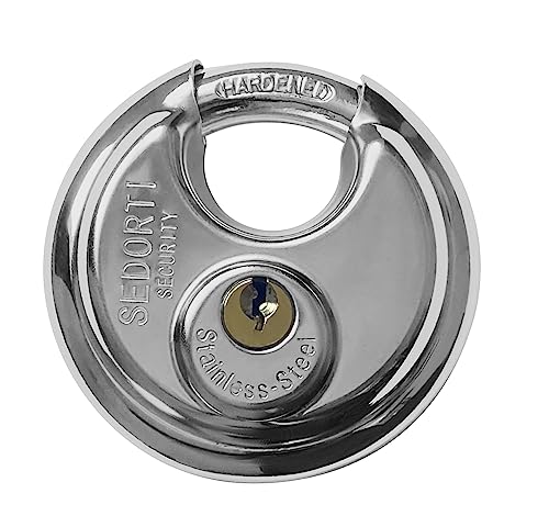 Sedorti 5-Pack Discus Padlocks Keyed Alike, 2-3/4 Inch Wide, Stainless Steel 304 Round Lock, Waterproof And Rustproof Storage Lock With Brass Keys, Ideal For Storage Unit Gate, Outdoor, Shed, Fence #TOP1