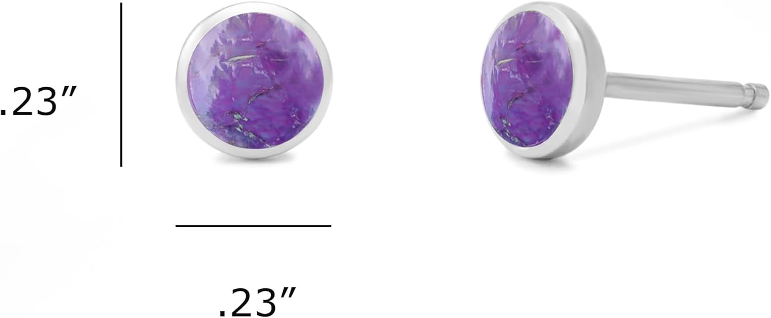 Boma Jewelry Sterling Silver Inlay Circle Stud Earrings