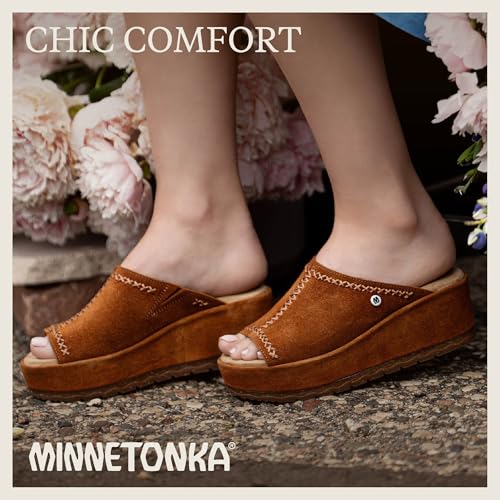 Minnetonka Paislee – Women’s Wedge Sandals with Slip-On Design, Genuine Suede, Microfiber Lining, and Thick Rubber Sole4