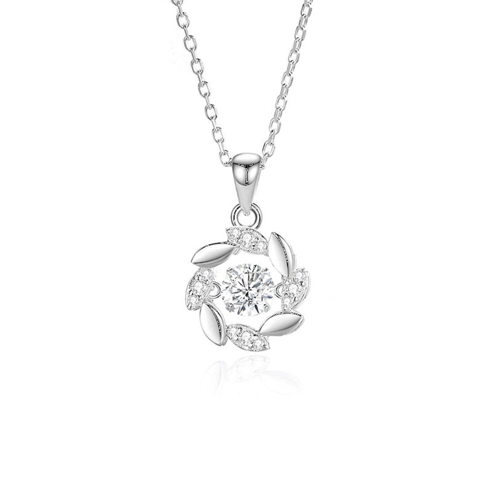 Collares de topacio azul platino con engaste flotante de trigo para mujer, collares llamativos para mujer, joyería de moda, diamante
