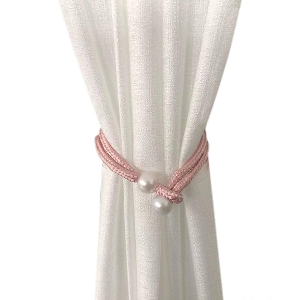 Vakorise Roze Curtain Ties, 2 Pack Faux Pearl Adjustable Rope Tie Backs For Drapes, Multicolor