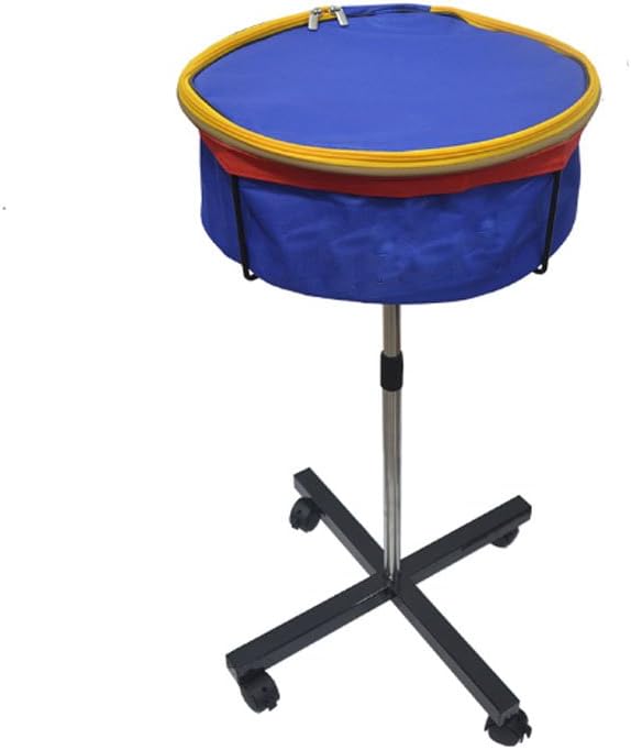 Professional Multi-Ball Storage Zipper Blue Bag with Height Adjustable Movable Stand,Can Hold up to 250 Table Tennis Balls, Pingpong Balls Storage Mesh Basin Collector Equipment for Training