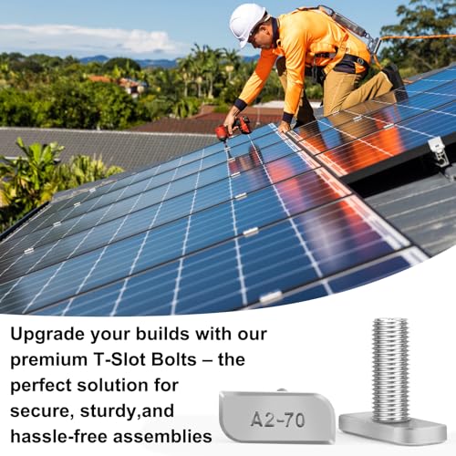 Image of 20Pcs T-Slot Bolt M8x20mm 304 Stainless Steel T Slot Drop-in Bolt - Sliver | A2-70 T-Shaped Bolt Screw for Aluminum Extrusion Profile Photovoltaic Solar Mounting, T-Slot Insertion Bolts