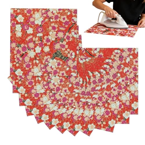 Fuse Bead Ironing Sheet - 12 Pieces Glitter Flower Print Iron Beads Ironing Paper Heat Resistant Craft Cloth for Beads Art Proje