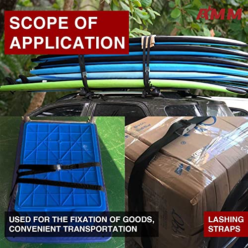 Amm Ratchet Tie Down Strap（6-Pack），1500Lb Guaranteed Max Break Strength，4Pc Premium 15Ft Rachet Tie Downs With Padded Handles，2Pc 12Ft Lashing Straps Up To 600Lbs，Best For Moving，Securing Cargo #TOP5