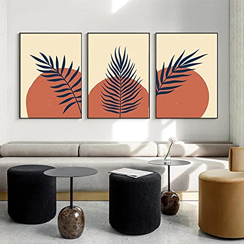 Art géométrique abstrait et plantes tropicales lot de 3 toiles 40x60cm pour salon