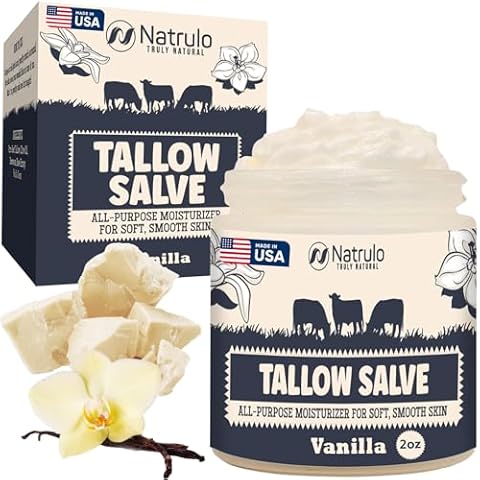 Beef Tallow Salve – All Natural Grass Fed Beef Tallow & Honey All Purpose Balm – Moisturizing Body Salve Great for Eczema, Cracked, Dry, Itchy, Irritated Skin – Skin Repair Skincare Made in USA Cover