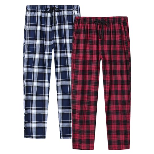 Womens Cotton Pajama Pant with Pocket Plaid Lounge Bottom Home Casual Loungewear Sleepwear Pjs Pant