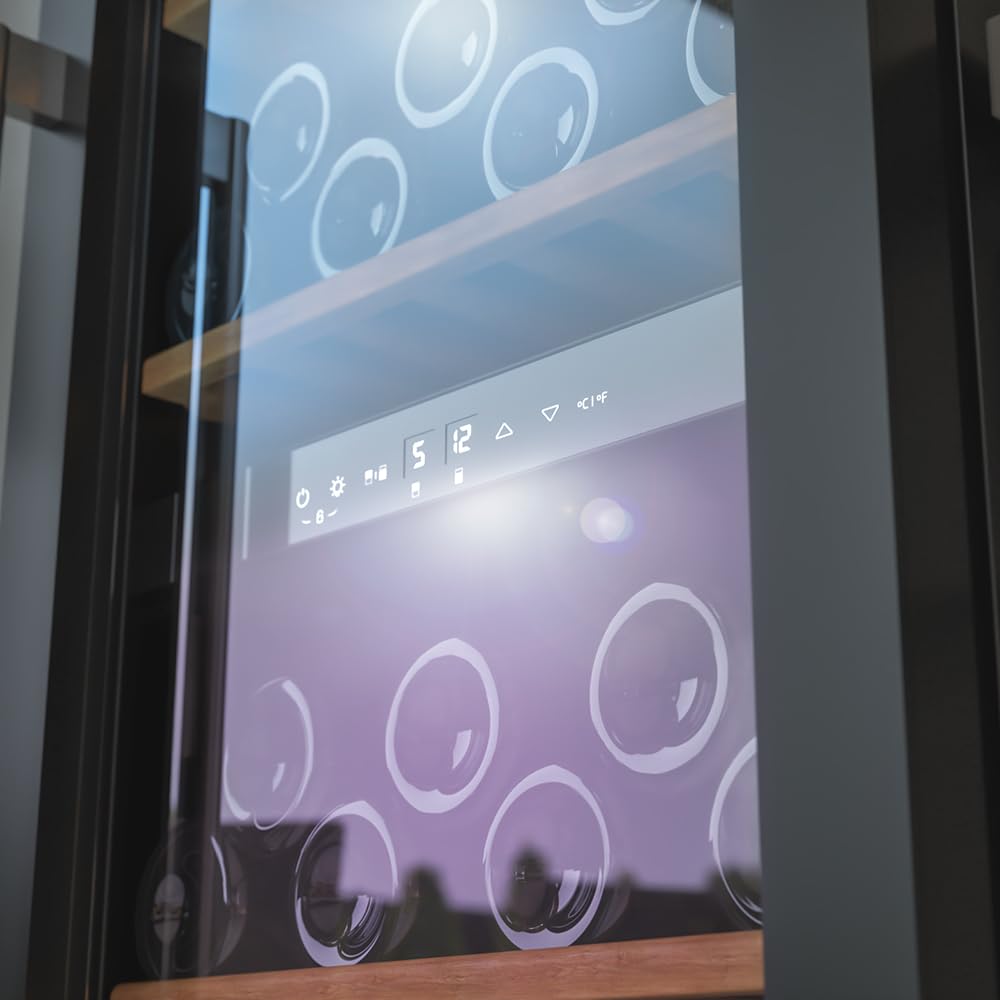 Cecotec Vinoteca de 77 Botellas Bolero GrandSommelier Duo 77000 Black. 193 L, Sistema Compresor de Enfriamiento, Display, Control Táctil, Temperatura Regulable y Luz LED Interior