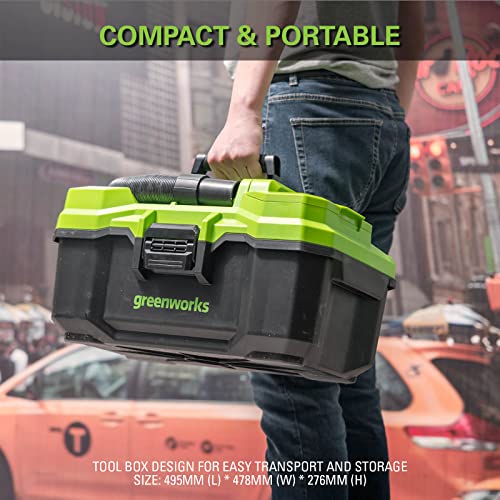 Greenworks Tools G24WDV 01-000004700407, 24V Wet/Dry Shop Vacuum, Green,Grey,Black - Image 7