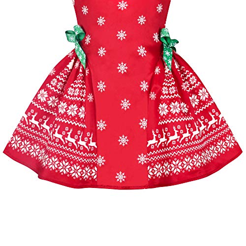 Sunny Fashion Girls Dress Red Reindeer Snowflakes Christmas Party Holiday4