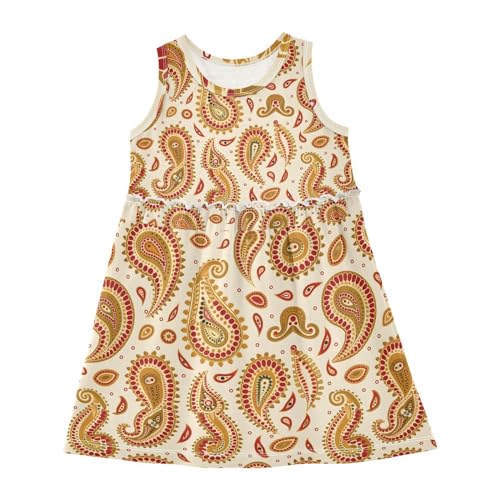 ALAZA Girls Dress Sleeveless Paisley Floral Print Girl Casual Summer Dresses Girls Sundress, 2-8 Years