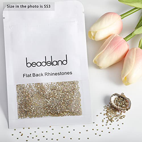 Image of Beadsland 2880pcs Flat Back Crystal Rhinestones Round Gems for Nail Art and Craft Glue Fix,Metal Sunlight,SS3,1.2-1.4mm | Flatback Glass Gems, 1.2-1.4mm, for Nail Art Craft, Glue Fix