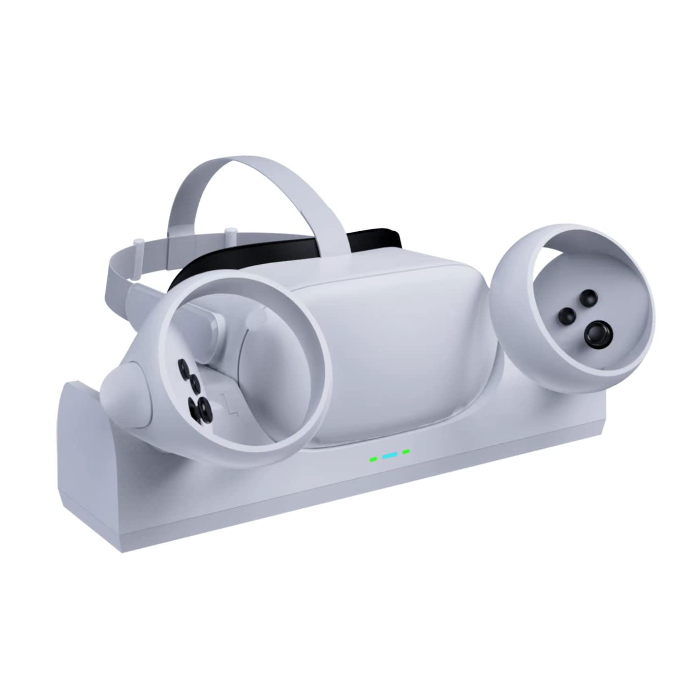 For Oculus Quest 2 VR Multifunctional Controller Charging Station, Multifunctional Cooling Base, Dual Charger Docking Station for Oculus Quest 2 VR Holder (White, Oculus Quest 2) OQ2-009