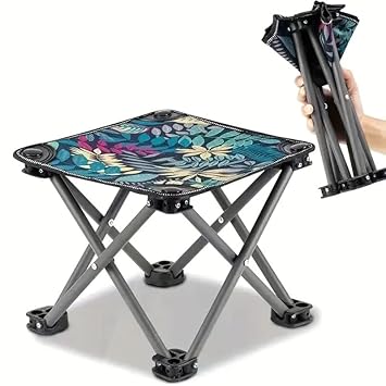 Folding Camp Stool, Portable Camping Stool, Lightweight Mini Camping Foot Stool Outdoor Adult Hiking Fishing Beach Walking Chair Collapsible Stool