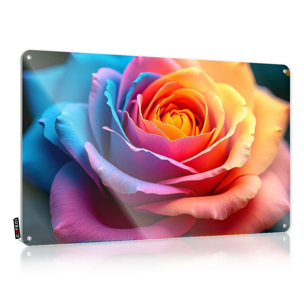 Décoration murale vintage rose multicolore en métal bleu rose orange 30 cm