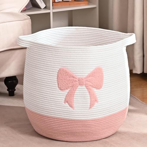 Large Baby Laundry Basket, Pink Laundry Hamper for Baby, Toy