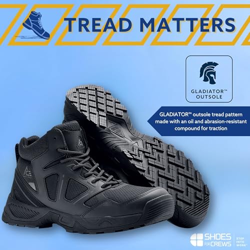 Shoes for Crews Defender Mid, Men's, Women's, Unisex Soft Toe (ST) and Nano Composite Toe (NCT) Work Shoes, Slip Resistant, Water Resistant, Black2