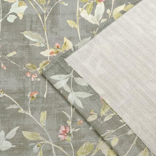 Image of Chyhomenyc Linen Blend Window Curtains 63 Inch Length 2 Panels, Light Filtering Floral Printed Curtain Drapes for Living Room, Rod Pocket Soft Bedroom Curtain Panels, 38Wx63L Inch, Grey