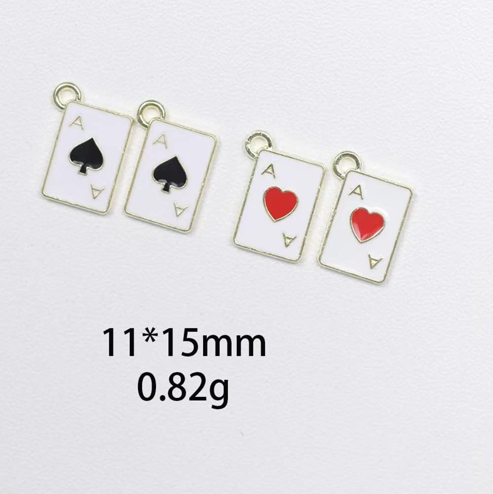 40 Pcs Enamel Heart Poker Card Charms Gold Metal Card Pendants for DIY Keychains Necklace Bracelet Earring Jewelry Making Craft Ornament - Image 3