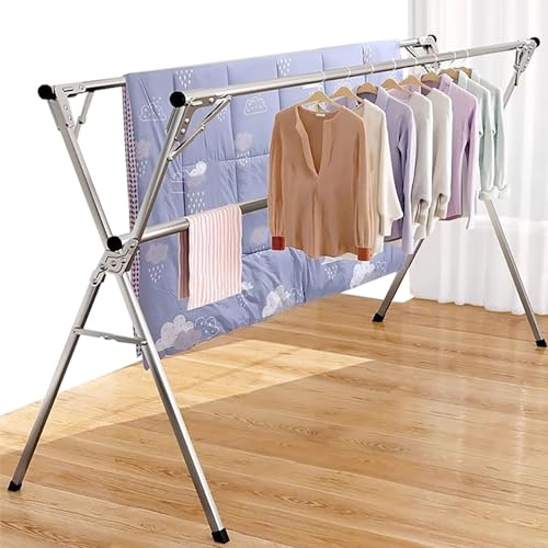 Jolitac Stendibiancheria pieghevole in acciaio inox installata gratuitamente salvaspazio appendiabiti retrattile resistente da 110 a 150 cm (pieghevole)