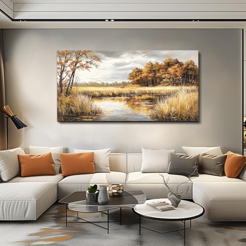 ERQINHUA Canvas Wall Art For Living Room Bedroom Wall Decor For Office Farmhouse Mural Lake Surface Landscape Painting Artwork Pictures Dining Room Hallway Home Decoration Ready To Hang 20x40 In
