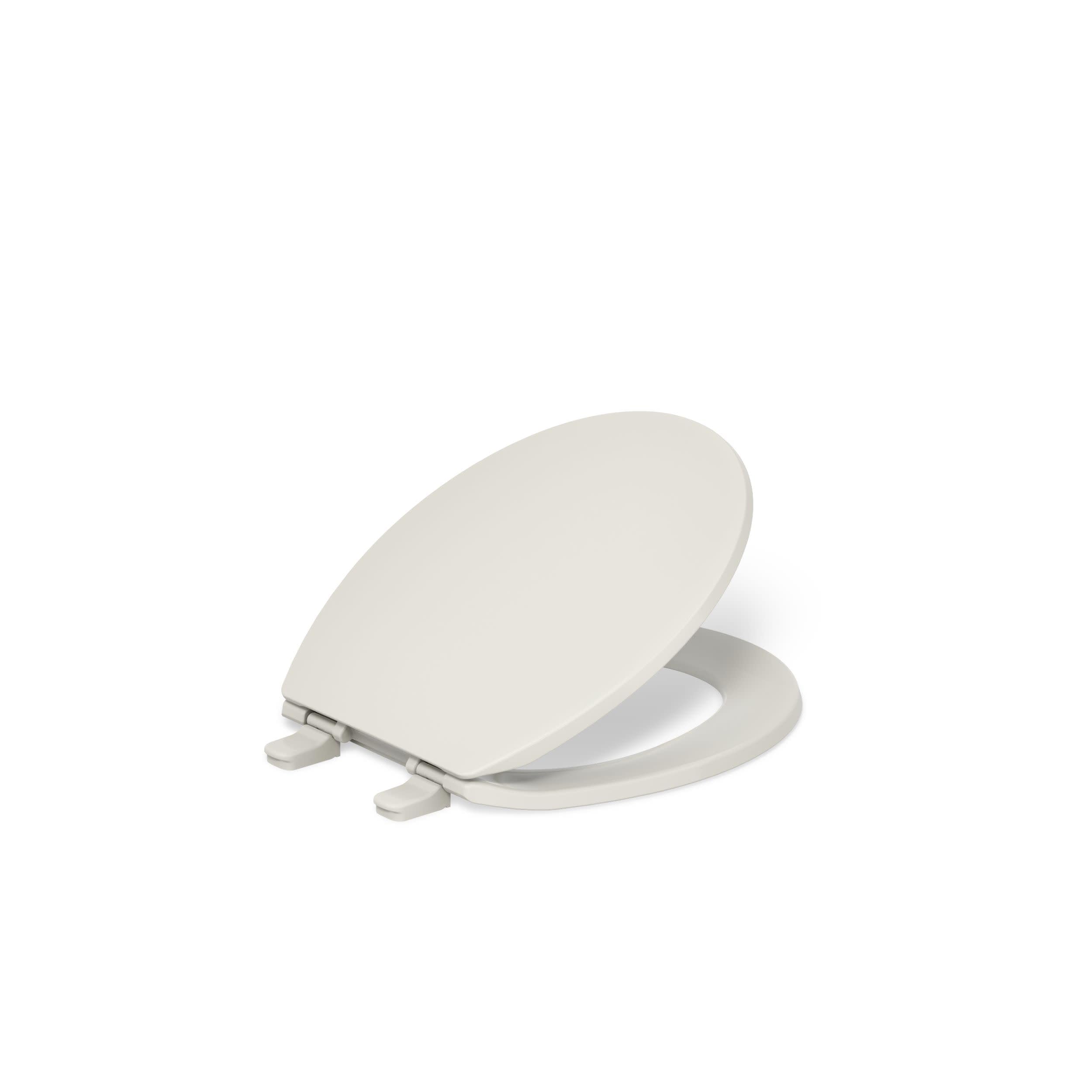 KOHLER K-4775-47 Brevia Round Toilet Seat with Quick-Release Hinges And Quick-Attach Hardware For Easy Clean, Almond