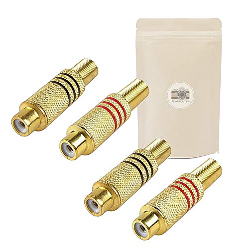 X4 Prise RCA Femelle à Souder Rouge et Noire Stéréo Fiche Connecteur Soudure - ADAPTOUT Marque FRANÇAISE