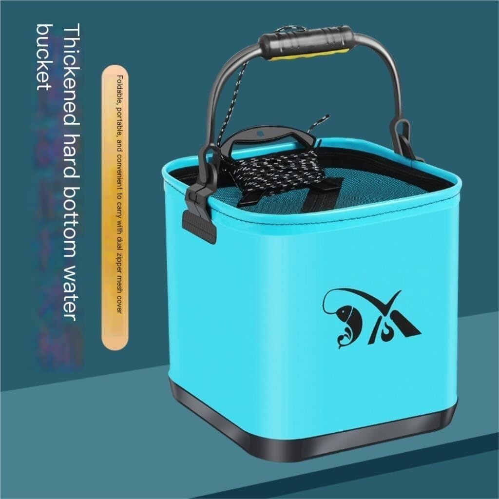 Outdoor Fishing Live Fish Bucket, EVA Portable Water Bucket with Foldable Strap, Thickened Fishing Box for Fish Storage