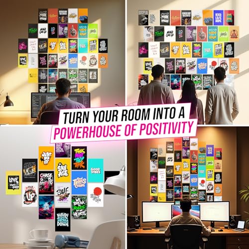 Image of 54 Motivational & Inspirational Aesthetic Mini Posters (4 x 6 Inch) | Premium Wall Collage Kit for Room, Office, Dorm & Home Decor