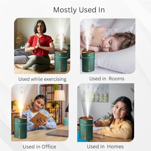 Image of Smart Ultrasonic Cool Mist Humidifier for Room & Bedroom | 1000ML Mini Humidifer for Home, Baby, Office | Auto-Off | Ultrasonic Humidfier with Night Light | 12H Runtime, 2 Spray Modes
