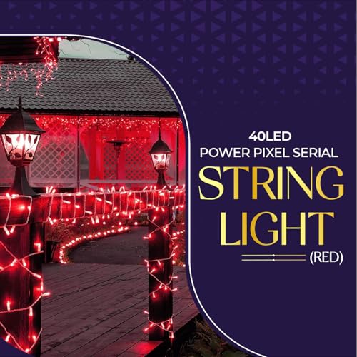 Image of Lexton 40 LED Power Pixel Serial String /Fairy Light | Plug Sourced | Suitable for Home & Outdoor Decoration, Diwali, Christmas, Ramadan, Wedding, Party, Festival (Pack of 20, Red)