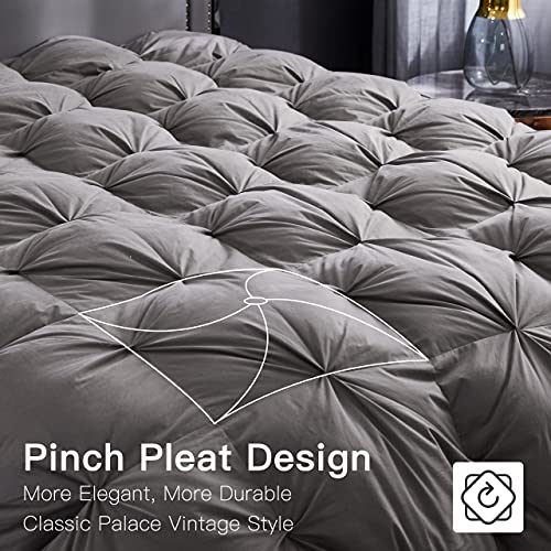 Alanzimo Luxurious All Season Goose Down Comforter King Size - Ultra Soft Down Proof Medium Warmth Grey Bedding Down Feather Duvet Inserts With 8 Tabs,Hotel Collection 106X90 Inch #TOP5