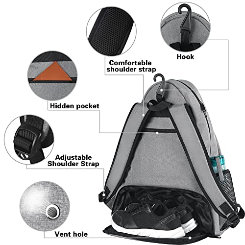 Tennis Backpack, Waterproof Durable Tennis Bag with Ventilated Shoe