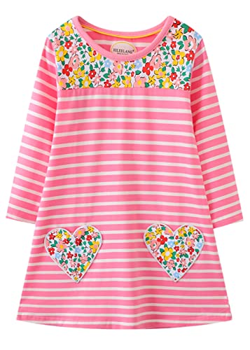 Toddler Girl Long Sleeve Dress Stripe Rainbow Christmas Easter Cotton Casual Tunic Playwear Basic Shirt Party Dresses