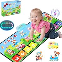 MOMUSE Piano Music Mat with 80 Sounds, Musical Play Mat Built in 10 Animals & 10 Cars, Toddlers Educational Toys 1-3, Floor Keyboard Dance Sensory Mat Boys Girls Gifts for 1 2 3 4 5 Years Old